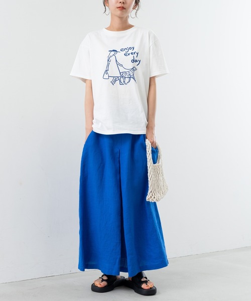 refinedworks（リファインドワークス）の「【refinedworks】フロント プリント デザイン が 可愛い Tシャツ（Tシャツ/カットソー・レディース・アイボリー/グリーン・FREE）」の18枚目の写真