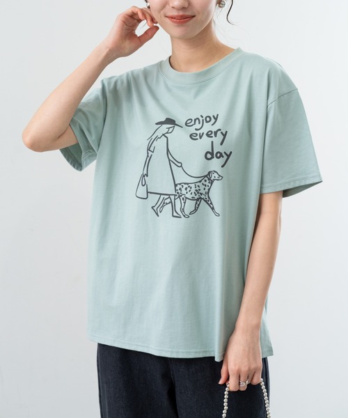 refinedworks（リファインドワークス）の「【refinedworks】フロント プリント デザイン が 可愛い Tシャツ（Tシャツ/カットソー・レディース・アイボリー/グリーン・FREE）」の20枚目の写真