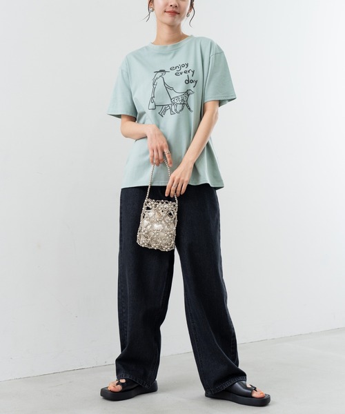 refinedworks（リファインドワークス）の「【refinedworks】フロント プリント デザイン が 可愛い Tシャツ（Tシャツ/カットソー・レディース・アイボリー/グリーン・FREE）」の21枚目の写真