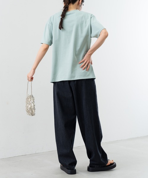 refinedworks（リファインドワークス）の「【refinedworks】フロント プリント デザイン が 可愛い Tシャツ（Tシャツ/カットソー・レディース・アイボリー/グリーン・FREE）」の6枚目の写真