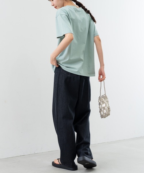 refinedworks（リファインドワークス）の「【refinedworks】フロント プリント デザイン が 可愛い Tシャツ（Tシャツ/カットソー・レディース・アイボリー/グリーン・FREE）」の7枚目の写真