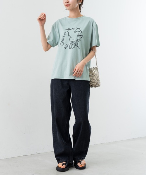 refinedworks（リファインドワークス）の「【refinedworks】フロント プリント デザイン が 可愛い Tシャツ（Tシャツ/カットソー・レディース・アイボリー/グリーン・FREE）」の8枚目の写真