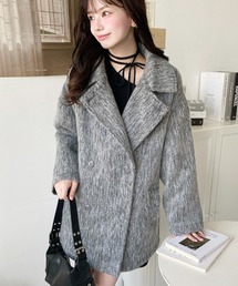 シャギーオーバージャケットコート yuiさんコラボ＞ウール混シャギーコート（トレンチコート