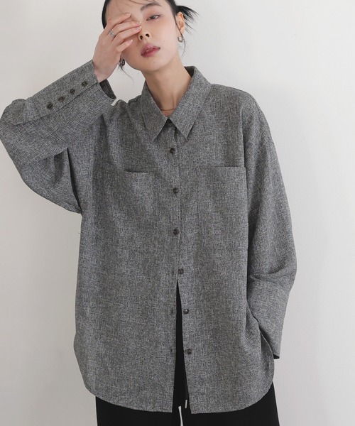 LIAN（リアン）の「サマーツイードオーバーシャツ（シャツ/ブラウス・レディース・アイボリー/ブラック/グレー/ブラウン・FREE）」の3枚目の写真