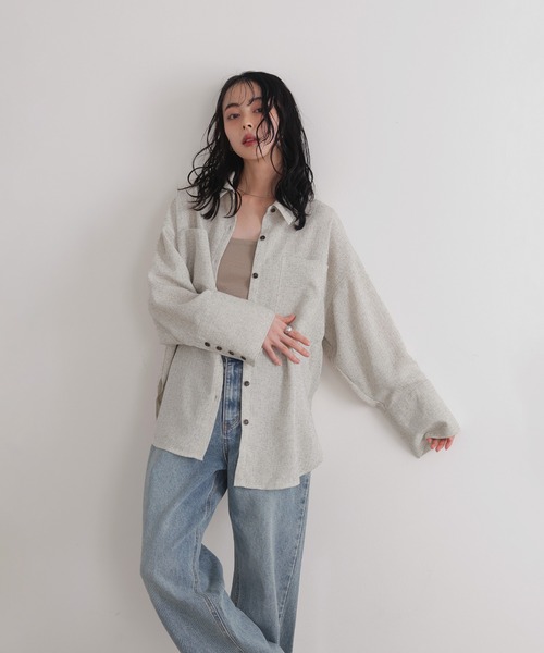 LIAN（リアン）の「サマーツイードオーバーシャツ（シャツ/ブラウス・レディース・アイボリー/ブラック/グレー/ブラウン・FREE）」の6枚目の写真