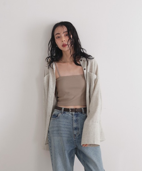 LIAN（リアン）の「サマーツイードオーバーシャツ（シャツ/ブラウス・レディース・アイボリー/ブラック/グレー/ブラウン・FREE）」の8枚目の写真