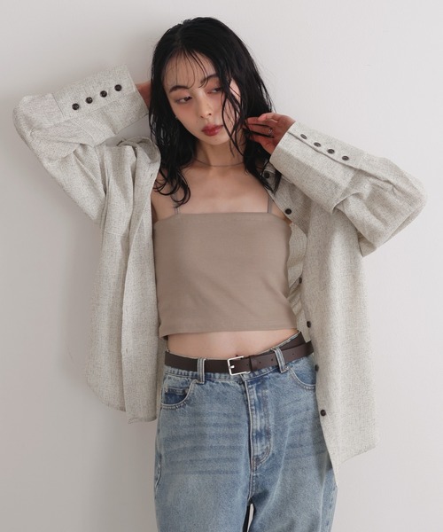 LIAN（リアン）の「サマーツイードオーバーシャツ（シャツ/ブラウス・レディース・アイボリー/ブラック/グレー/ブラウン・FREE）」の9枚目の写真