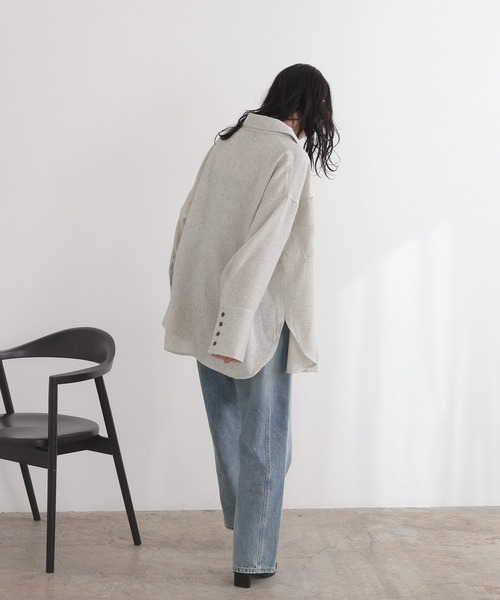 LIAN（リアン）の「サマーツイードオーバーシャツ（シャツ/ブラウス・レディース・アイボリー/ブラック/グレー/ブラウン・FREE）」の10枚目の写真