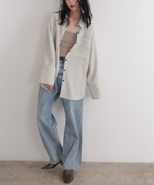 LIAN（リアン）の「サマーツイードオーバーシャツ（シャツ/ブラウス・レディース・アイボリー/ブラック/グレー/ブラウン・FREE）」の13枚目の写真