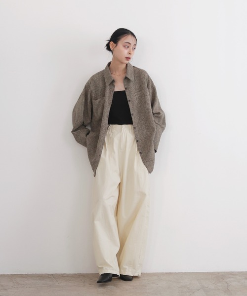 LIAN（リアン）の「サマーツイードオーバーシャツ（シャツ/ブラウス・レディース・アイボリー/ブラック/グレー/ブラウン・FREE）」の16枚目の写真