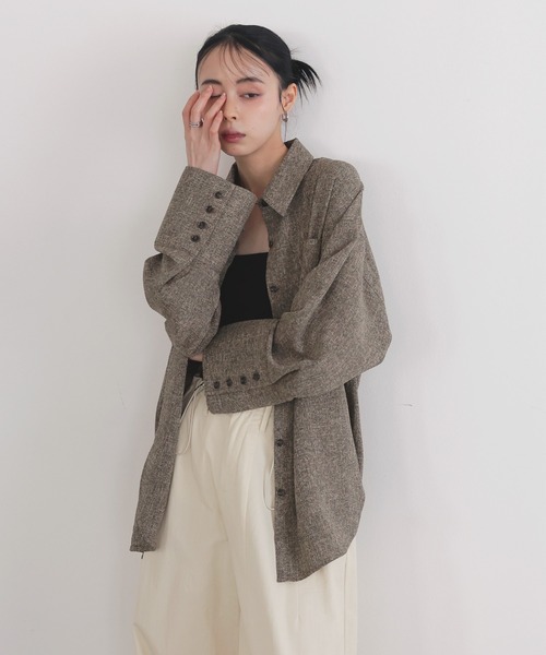 LIAN（リアン）の「サマーツイードオーバーシャツ（シャツ/ブラウス・レディース・アイボリー/ブラック/グレー/ブラウン・FREE）」の17枚目の写真