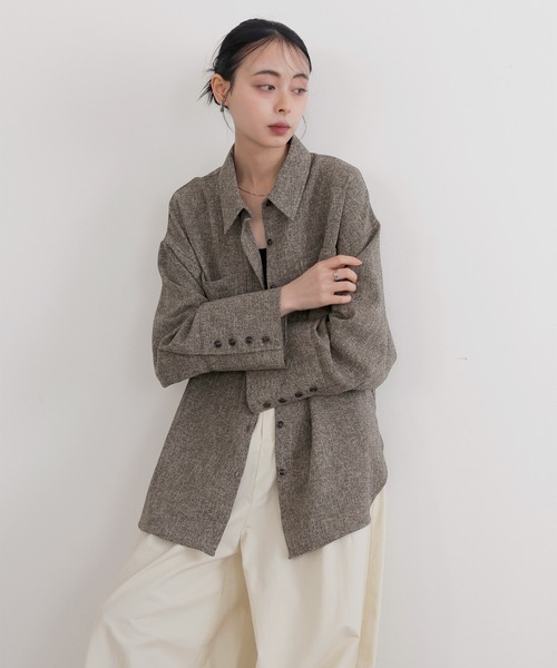 LIAN（リアン）の「サマーツイードオーバーシャツ（シャツ/ブラウス・レディース・アイボリー/ブラック/グレー/ブラウン・FREE）」の20枚目の写真