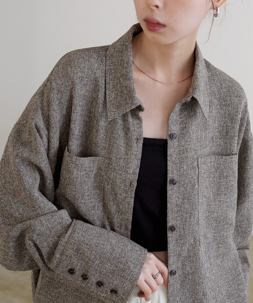 LIAN（リアン）の「サマーツイードオーバーシャツ（シャツ/ブラウス・レディース・アイボリー/ブラック/グレー/ブラウン・FREE）」の21枚目の写真