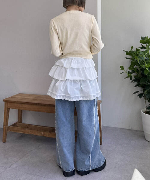 w closet(ダブルクローゼット)の「ジャガードコンパクトカーディガン(Tシャツ/カットソー・レディース・アイボリー/チャコールグレー/ブルー・FREE)」の15枚目の写真