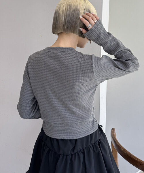 w closet(ダブルクローゼット)の「ジャガードコンパクトカーディガン(Tシャツ/カットソー・レディース・アイボリー/チャコールグレー/ブルー・FREE)」の20枚目の写真