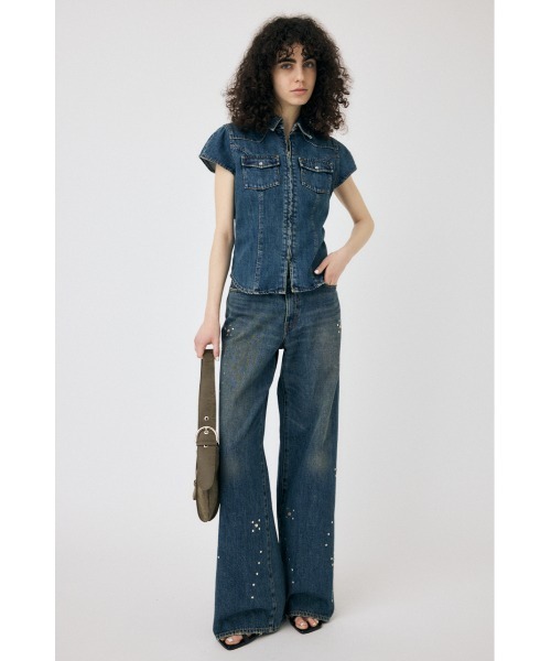 ブラウス シャツ 「セットアップ対応」CAP SLEEVE DENIM シャツ レディース セール】【セットアップ対応】CAP SLEEVE DENIM シャツ（シャツ