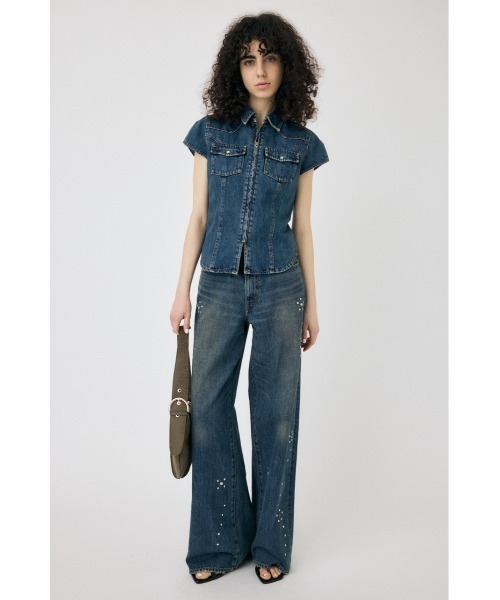 MOUSSY（マウジー）の「【セットアップ対応】CAP SLEEVE DENIM シャツ（シャツ/ブラウス・レディース・ブルー/ブラック・1/2）」の10枚目の写真