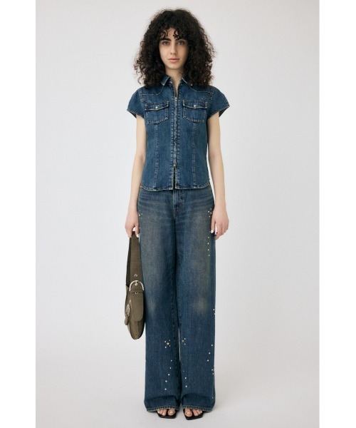 MOUSSY（マウジー）の「【セットアップ対応】CAP SLEEVE DENIM シャツ（シャツ/ブラウス・レディース・ブルー/ブラック・1/2）」の11枚目の写真