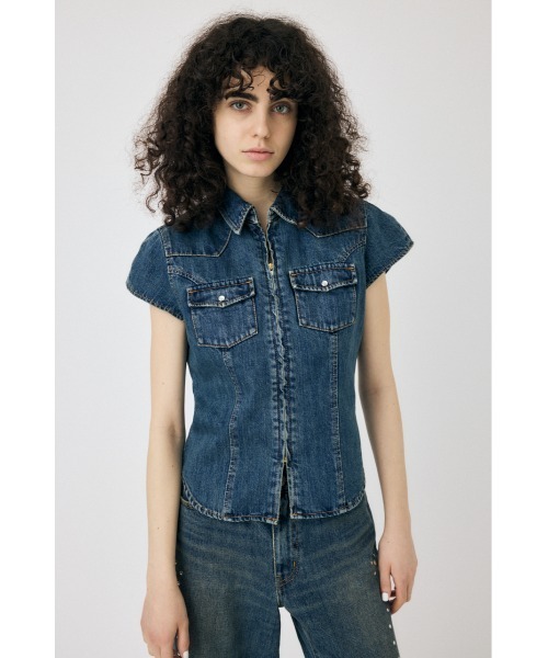 セットアップ対応】CAP SLEEVE DENIM シャツ（シャツ/ブラウス