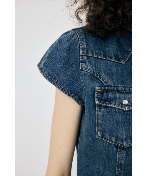 MOUSSY（マウジー）の「【セットアップ対応】CAP SLEEVE DENIM シャツ（シャツ/ブラウス・レディース・ブルー/ブラック・1/2）」の18枚目の写真