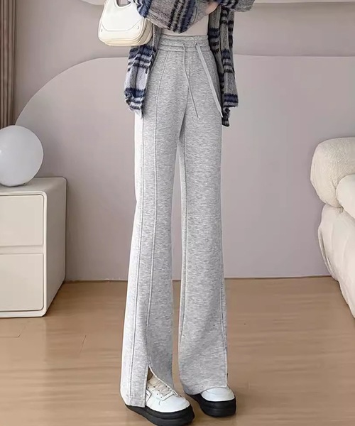 Lace Ladies(レースレディース)の「フレア スリット入り スウェット トラック パンツ(スウェットパンツ・レディース・ベージュ/ブラック/グレー・S/M/XL)」の3枚目の写真