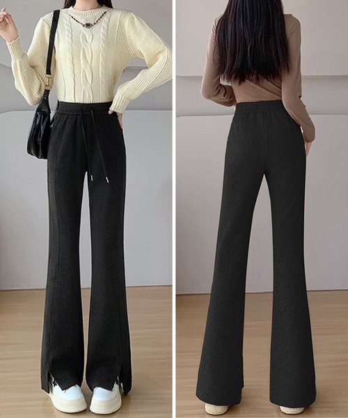 Lace Ladies(レースレディース)の「フレア スリット入り スウェット トラック パンツ(スウェットパンツ・レディース・ベージュ/ブラック/グレー・S/M/XL)」の7枚目の写真