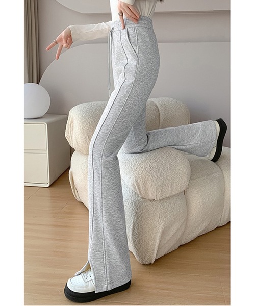 Lace Ladies(レースレディース)の「フレア スリット入り スウェット トラック パンツ(スウェットパンツ・レディース・ベージュ/ブラック/グレー・S/M/XL)」の10枚目の写真
