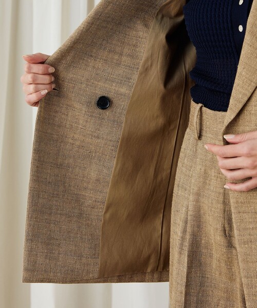 リネンシルクコットンヘリンボーン ダブルブレストジャケット