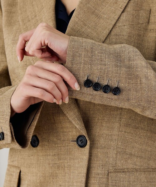 リネンシルクコットンヘリンボーン ダブルブレストジャケット