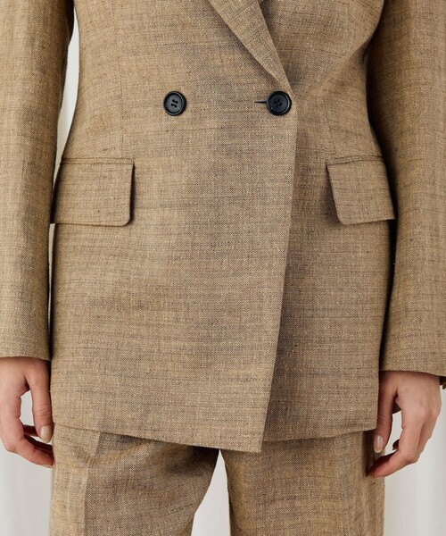 リネンシルクコットンヘリンボーン ダブルブレストジャケット