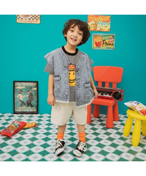 BREEZE（ブリーズ）の「【リンク/ジュニア対応】FOスマイルロゴ半袖Tシャツ（Tシャツ/カットソー・キッズ・その他2/ミント/オレンジ/パープル/レモンイエロー/アイボリー・80/90/130/140/100/110/120/150）」の8枚目の写真