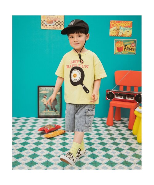 BREEZE（ブリーズ）の「【リンク/ジュニア対応】FOスマイルロゴ半袖Tシャツ（Tシャツ/カットソー・キッズ・その他2/ミント/オレンジ/パープル/レモンイエロー/アイボリー・80/90/130/140/100/110/120/150）」の10枚目の写真