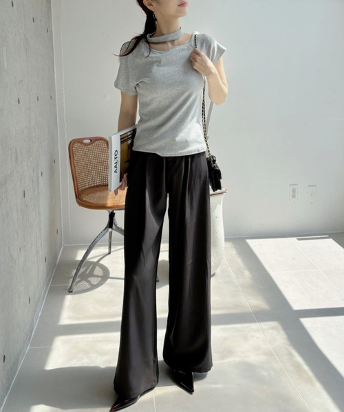 Ada.（エイダ）の「チョーカーデザイン カットアウト 半袖トップス（Tシャツ/カットソー・レディース・ホワイト/ブラック/ブルー/グレー・FREE）」の20枚目の写真