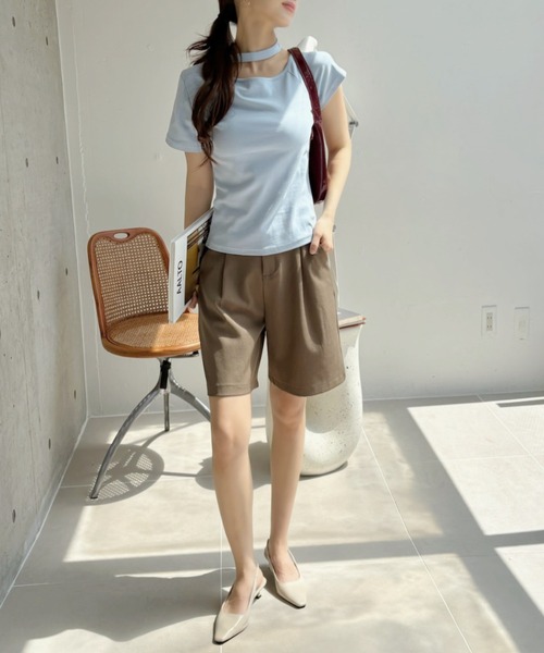 Ada.（エイダ）の「チョーカーデザイン カットアウト 半袖トップス（Tシャツ/カットソー・レディース・ホワイト/ブラック/ブルー/グレー・FREE）」の22枚目の写真