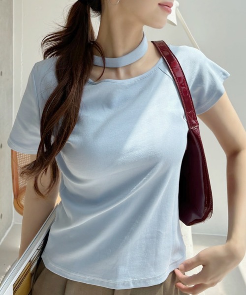 Ada.（エイダ）の「チョーカーデザイン カットアウト 半袖トップス（Tシャツ/カットソー・レディース・ホワイト/ブラック/ブルー/グレー・FREE）」の17枚目の写真