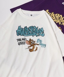 Tom and Jerry/トムとジェリー オーバーサイズ ワンポイント フロント バック サガラ 刺繍 半袖Tシャツ