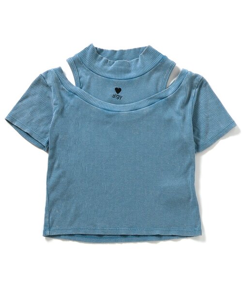 algy（アルジー）の「ピグメント肩あきリブ半袖T（Tシャツ/カットソー・キッズ・ブラック/サックスブルー/ブラウン・XX-SMALL/X-SMALL/MEDIUM/SMALL）」の3枚目の写真