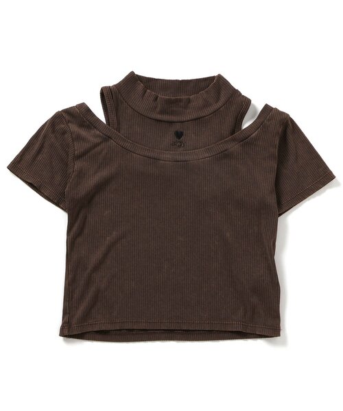 algy（アルジー）の「ピグメント肩あきリブ半袖T（Tシャツ/カットソー・キッズ・ブラック/サックスブルー/ブラウン・XX-SMALL/X-SMALL/MEDIUM/SMALL）」の6枚目の写真