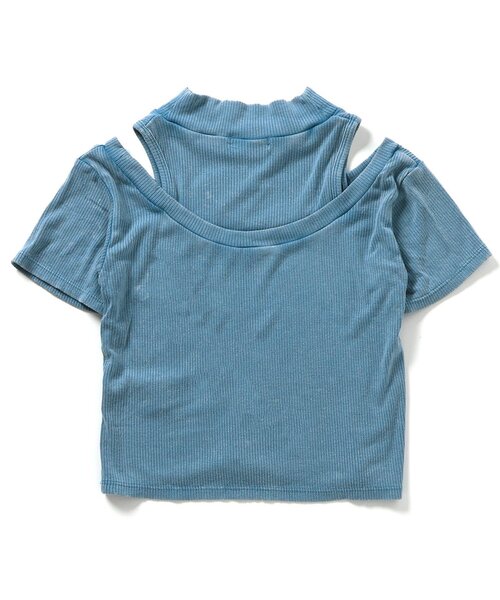 algy（アルジー）の「ピグメント肩あきリブ半袖T（Tシャツ/カットソー・キッズ・ブラック/サックスブルー/ブラウン・XX-SMALL/X-SMALL/MEDIUM/SMALL）」の7枚目の写真