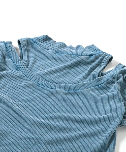 algy（アルジー）の「ピグメント肩あきリブ半袖T（Tシャツ/カットソー・キッズ・ブラック/サックスブルー/ブラウン・XX-SMALL/X-SMALL/MEDIUM/SMALL）」の9枚目の写真