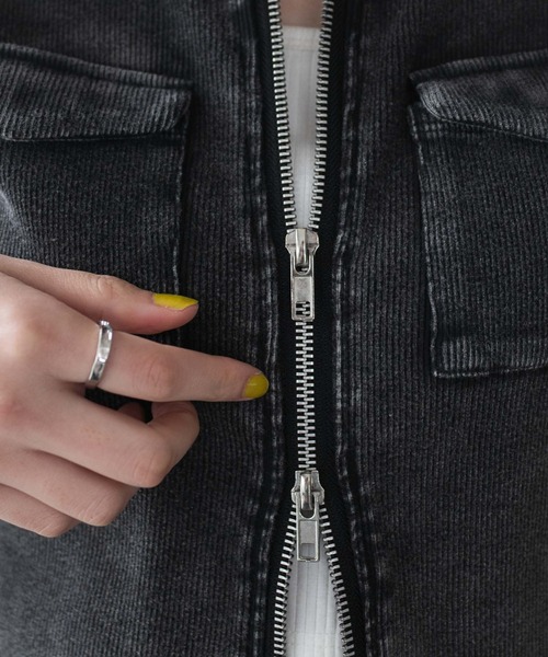 WEGO（ウィゴー）の「WEGO/ポケットデザインWZIPトップス（カーディガン/ボレロ・レディース・オフホワイト/スミクロ/杢グレー/カーキ・FREE）」の8枚目の写真