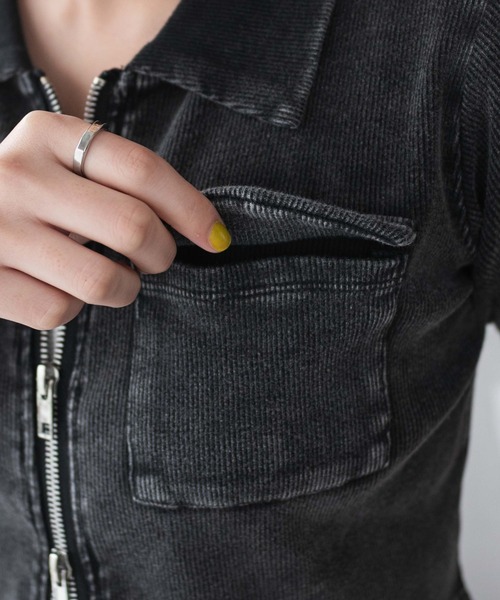 WEGO（ウィゴー）の「WEGO/ポケットデザインWZIPトップス（カーディガン/ボレロ・レディース・オフホワイト/スミクロ/杢グレー/カーキ・FREE）」の9枚目の写真