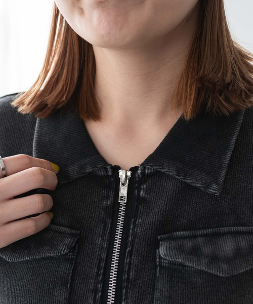 WEGO（ウィゴー）の「WEGO/ポケットデザインWZIPトップス（カーディガン/ボレロ・レディース・オフホワイト/スミクロ/杢グレー/カーキ・FREE）」の11枚目の写真