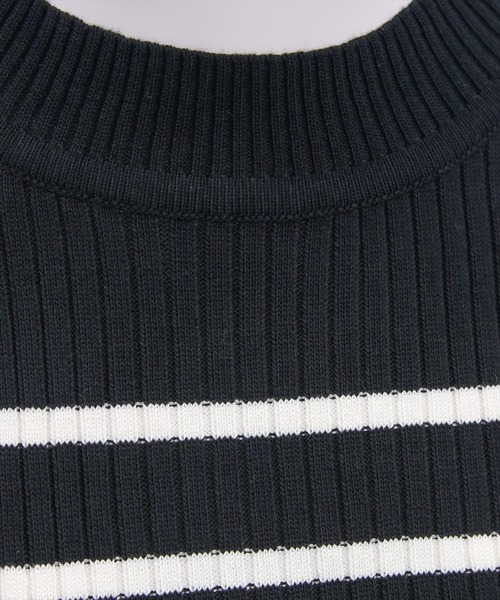 CLEAR BASIC（クリアベーシック）の「五分袖スカラップニットトップス[オフィスカジュアル 着回し抜群 シンプル]≪再入荷≫（ニット/セーター・レディース・ラベンダー/ブラック/ホワイト×ブラック/グレー系その他/アイボリー/ブラック系その他/ボルドー/ブラウン・F）」の22枚目の写真