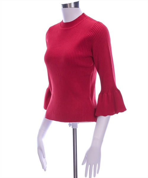 CLEAR BASIC（クリアベーシック）の「五分袖スカラップニットトップス[オフィスカジュアル 着回し抜群 シンプル]≪再入荷≫（ニット/セーター・レディース・ラベンダー/ブラック/ホワイト×ブラック/グレー系その他/アイボリー/ブラック系その他/ボルドー/ブラウン・F）」の16枚目の写真