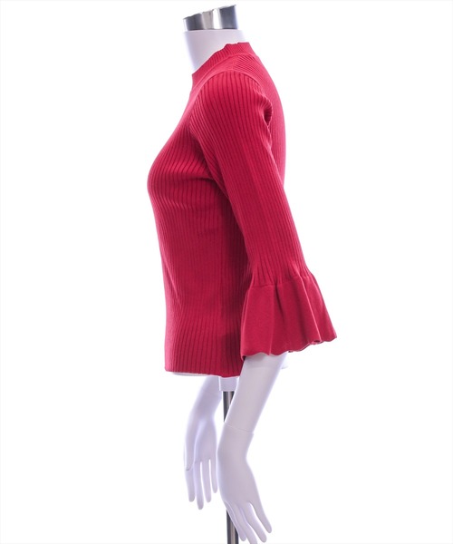 CLEAR BASIC（クリアベーシック）の「五分袖スカラップニットトップス[オフィスカジュアル 着回し抜群 シンプル]≪再入荷≫（ニット/セーター・レディース・ラベンダー/ブラック/ホワイト×ブラック/グレー系その他/アイボリー/ブラック系その他/ボルドー/ブラウン・F）」の17枚目の写真