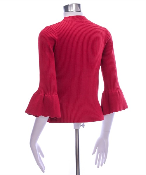 CLEAR BASIC（クリアベーシック）の「五分袖スカラップニットトップス[オフィスカジュアル 着回し抜群 シンプル]≪再入荷≫（ニット/セーター・レディース・ラベンダー/ブラック/ホワイト×ブラック/グレー系その他/アイボリー/ブラック系その他/ボルドー/ブラウン・F）」の18枚目の写真