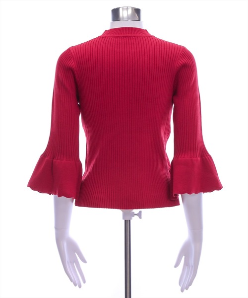 CLEAR BASIC（クリアベーシック）の「五分袖スカラップニットトップス[オフィスカジュアル 着回し抜群 シンプル]≪再入荷≫（ニット/セーター・レディース・ラベンダー/ブラック/ホワイト×ブラック/グレー系その他/アイボリー/ブラック系その他/ボルドー/ブラウン・F）」の19枚目の写真