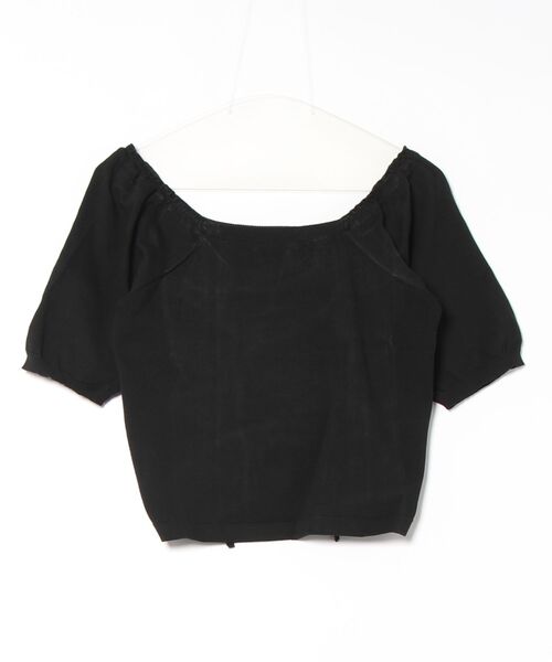 ALTROSE(アルトローズ)の「スクエアネック クロップド丈 オフショル Tシャツ ギャザー リボン(Tシャツ/カットソー・レディース・ブラック/ホワイト/ブルー・FREE)」の12枚目の写真