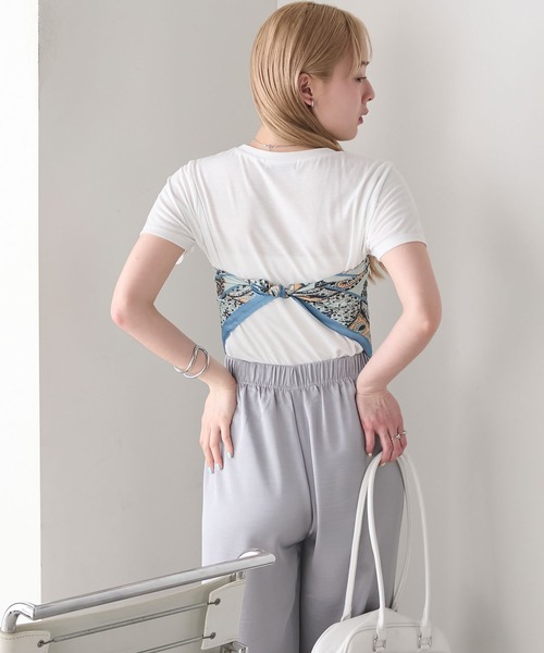 forksy.(フォルクシー)の「【forksy.】ペイズリー柄 大判 マルチスカーフ(バンダナ/スカーフ・レディース・アイボリー/ターコイズブルー・FREE)」の17枚目の写真